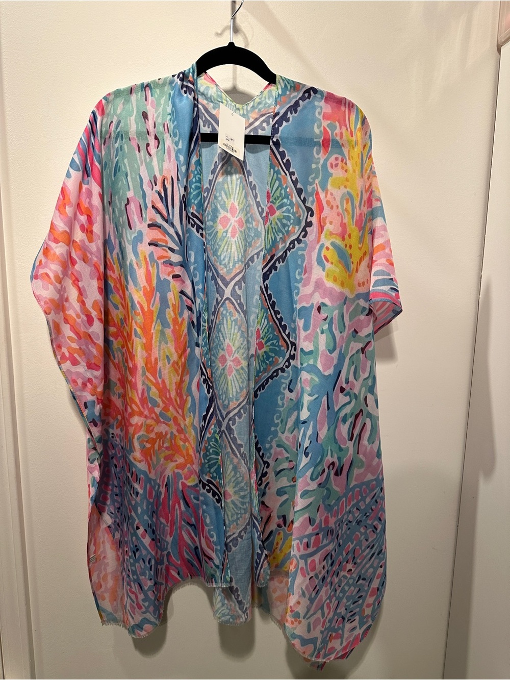 NEW Bright Multi-Color Printed Women's Kimono Swim Coverup - One Size Fits Most